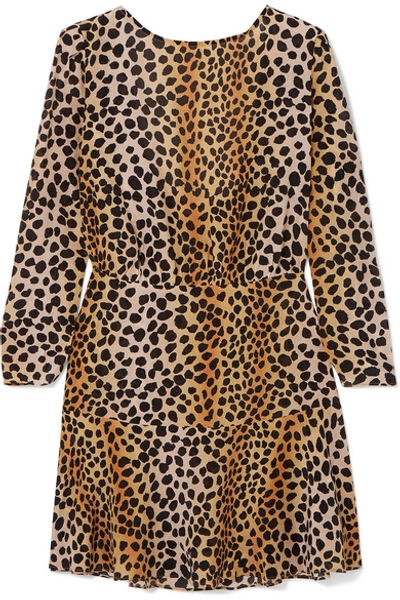 Shop Rixo London Kyla Leopard-print Silk Crepe De Chine Mini Dress In Leopard Print