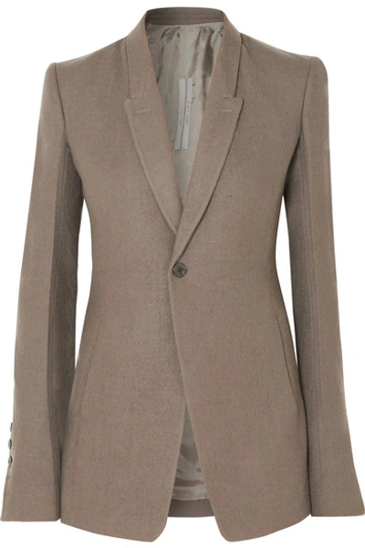 Shop Rick Owens Wool-crepe Blazer In Light Gray