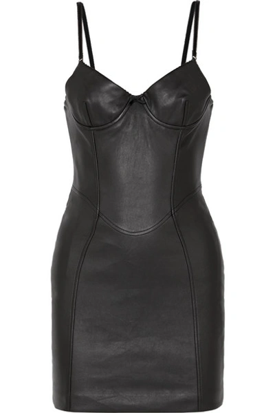 Shop Alexander Wang Leather Mini Dress In Black