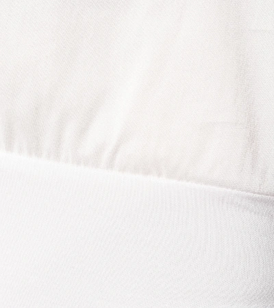 Shop Wolford London Effect Cotton-blend Bodysuit In White