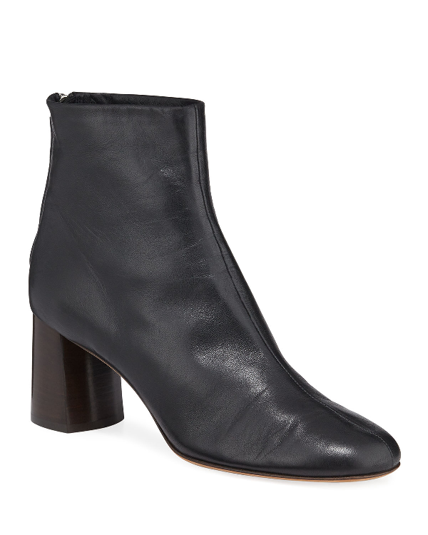 leather block heel booties