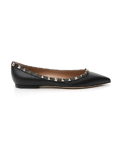 Shop Valentino Garavani Rockstud Ballerina Flat Shoes In Black