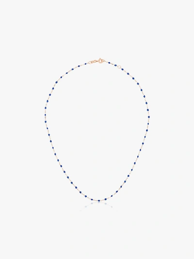 Shop Gigi Clozeau 18k Rose Gold 42 Cm Beaded Necklace In Blue