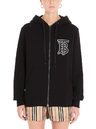 Shop Burberry Monogram Embroidered Hooded Jacket In Black