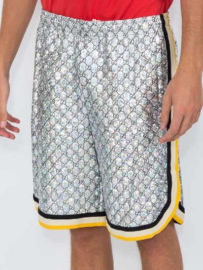 Shop Gucci Silver Basketball Shorts