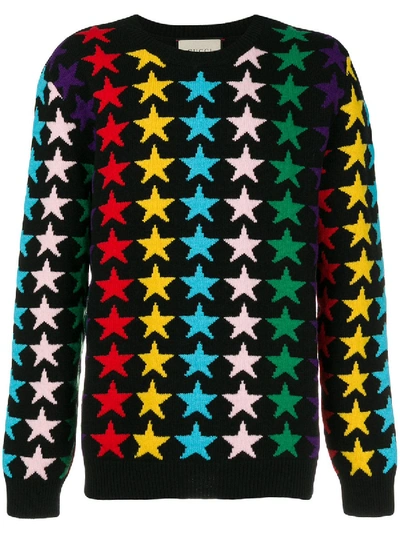 Shop Gucci Rainbow Star Intarsia Sweater