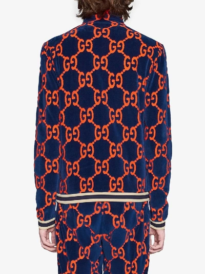 Shop Gucci Gg Chenille Jacket In Blue