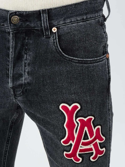 Shop Gucci Denim Pant With La Angels' Patch In Black