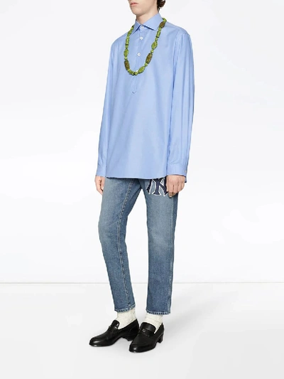 Shop Gucci Cotton Oversize Shirt In Blue