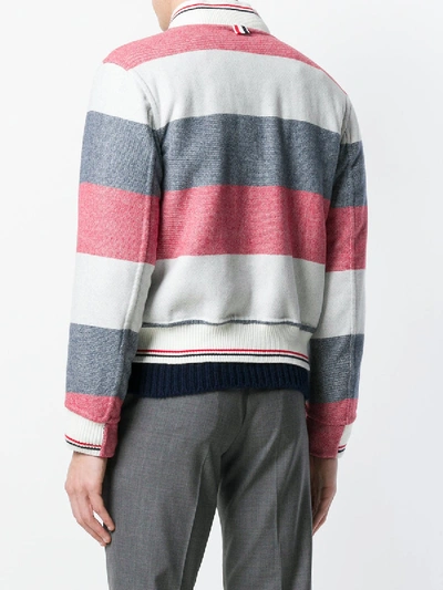 Shop Thom Browne Reversible Rugby Stripe Melton Wool Bomber