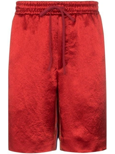 Shop Gucci Silk Mix Print Shorts In Red