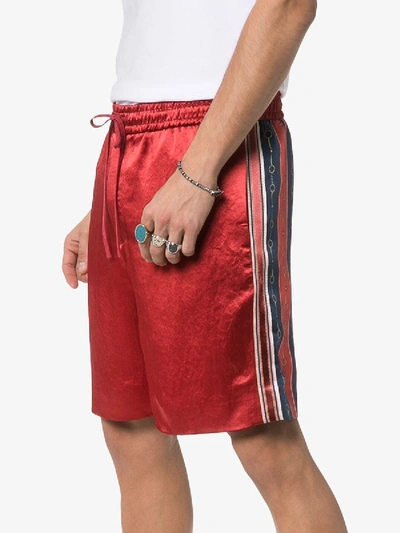 Shop Gucci Silk Mix Print Shorts In Red