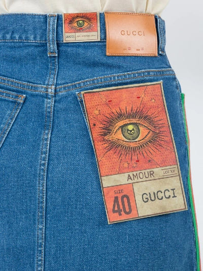 Shop Gucci Denim Skirt In Blue