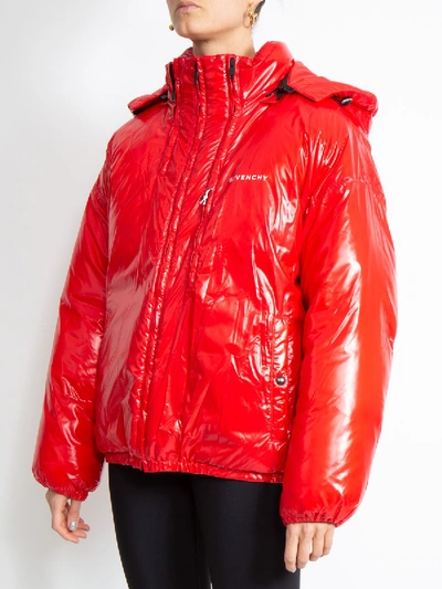 Shop Givenchy Front Logo Multi Zip Puffer Jacket In Red