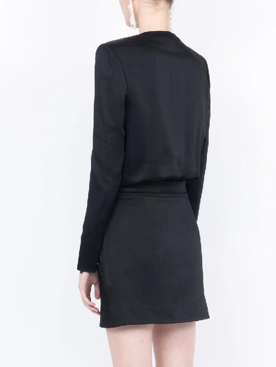 Shop Saint Laurent Satin Fitted Dress In Black