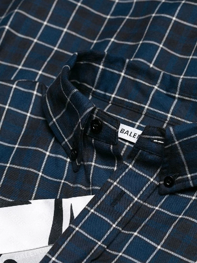 Shop Balenciaga Checked Shirt Dress In Multicolor