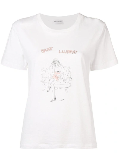 Shop Saint Laurent Illustrated T-shirt In White