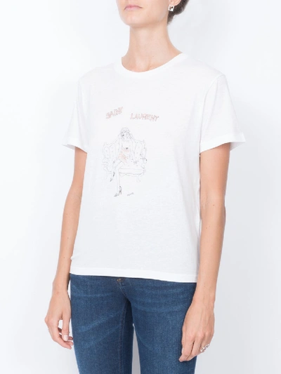 Shop Saint Laurent Illustrated T-shirt In White