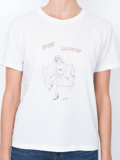 Shop Saint Laurent Illustrated T-shirt In White