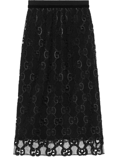 Shop Gucci Gg Macram' Skirt In Black