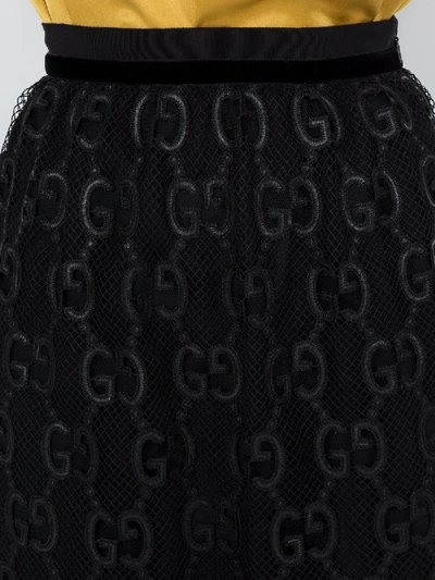 Shop Gucci Gg Macram' Skirt In Black