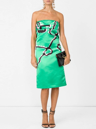 Shop Marni Green Strapless Sheath Dress