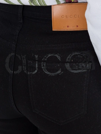 Shop Gucci Denim Skinny Jeans With Ny Yankees' Patch In Black