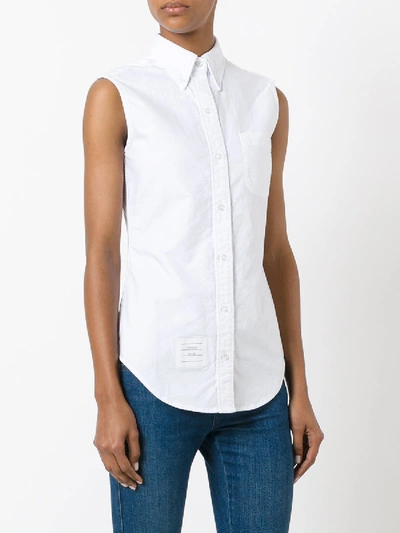 Shop Thom Browne Sleeveless Button-up Shirt White