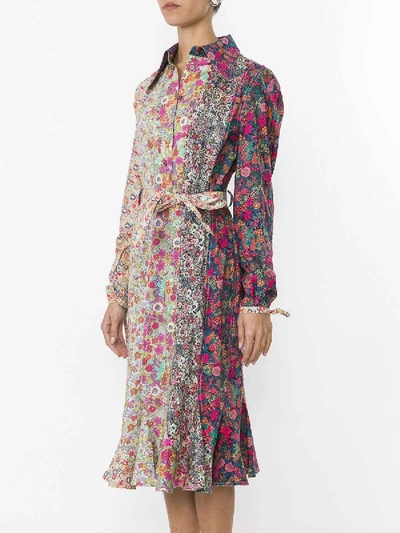 Shop Olympia Le-tan Floral Print Belted Shirt Dress