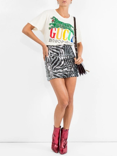 Shop Gucci Oversize T-shirt With  Cities And Tiger In Yellow