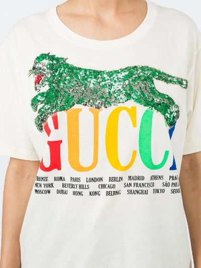 Shop Gucci Oversize T-shirt With  Cities And Tiger In Yellow