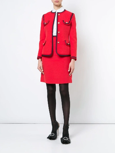 Shop Gucci Knitted Web A-line Skirt In Red