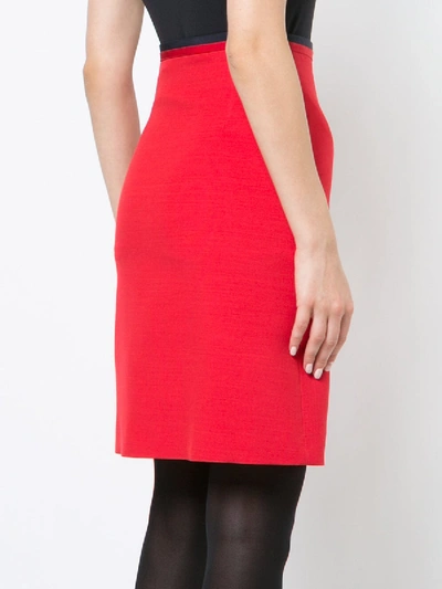 Shop Gucci Knitted Web A-line Skirt In Red