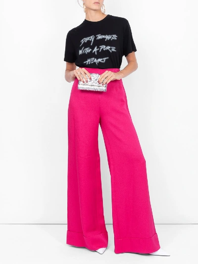 Shop Rebecca De Ravenel Jacquard Wide Leg Pants In Pink