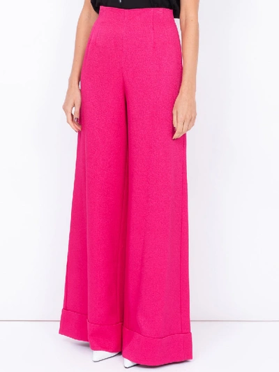Shop Rebecca De Ravenel Jacquard Wide Leg Pants In Pink