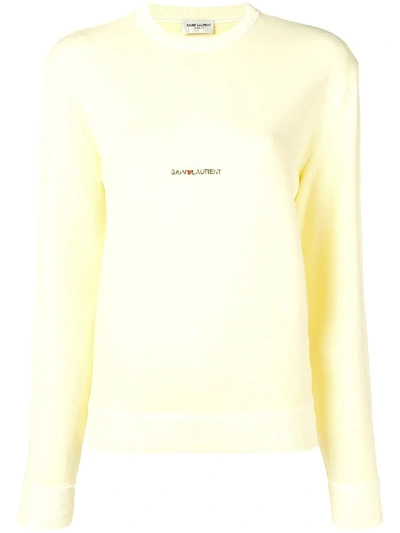 Shop Saint Laurent Logo Sweatshirt Yellow