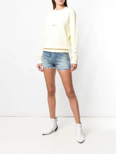 Shop Saint Laurent Logo Sweatshirt Yellow