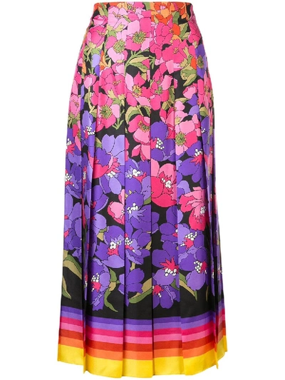 Shop Gucci Pleated Skirt In Multicolor