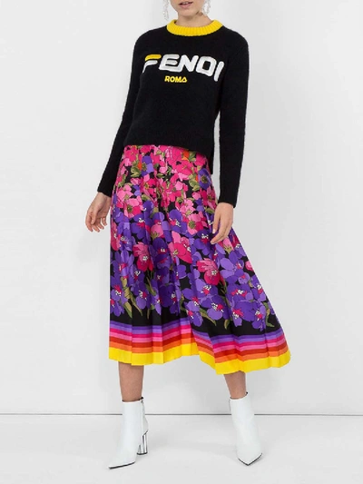 Shop Gucci Pleated Skirt In Multicolor