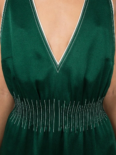 Shop Valentino Contrast Stitched Jumpsuit Dark Green