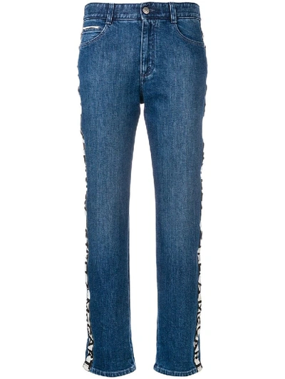 Shop Stella Mccartney Logo Stripe Boyfriend Jeans In Blue