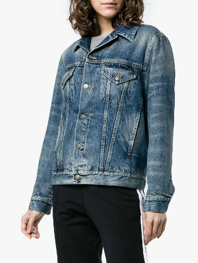 Shop Gucci Oversized Embroidered Denim Jacket