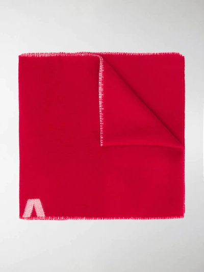 Shop Balenciaga Jacquard Logo Scarf In Red