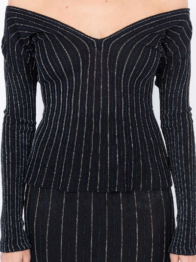 Shop Sonia Rykiel Striped Fine Knit Sweater In Black