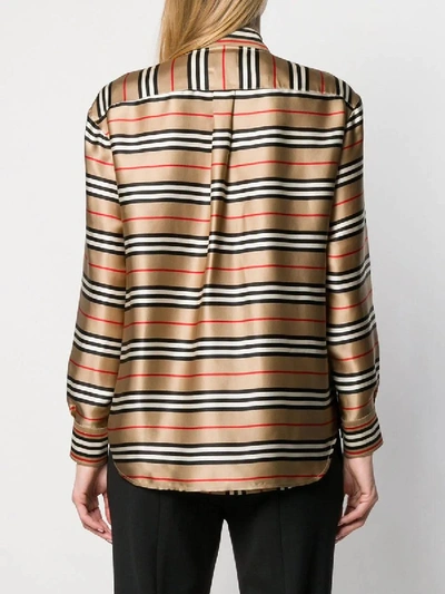 Shop Burberry Striped Cardi-shirt Neutral