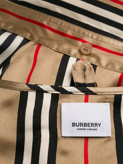 Shop Burberry Striped Cardi-shirt Neutral