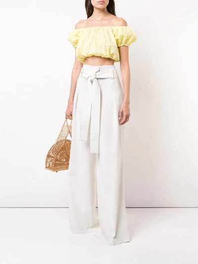 Shop Lisa Marie Fernandez Leandra Eyelet Top In Yellow