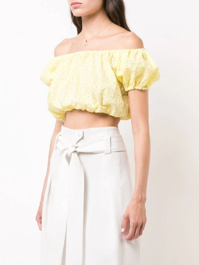 Shop Lisa Marie Fernandez Leandra Eyelet Top In Yellow