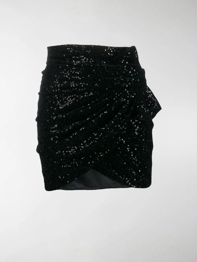 Shop Saint Laurent Sequinned Mini Skirt In Black