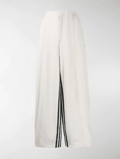 Shop Y-3 Wide Leg Track Trousers In Neutrals